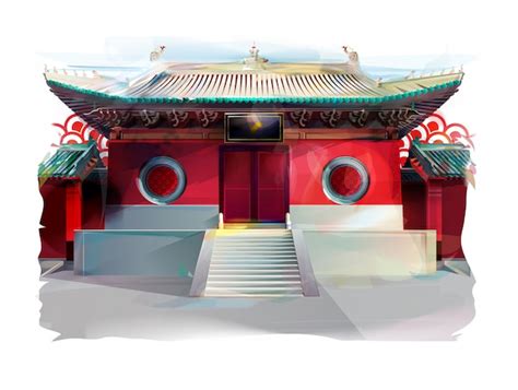 Premium Vector | Chinese Temple Illustration