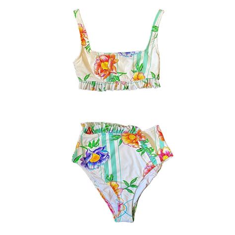 ASOS Swim Floral Retro Ruffle Bikini Set BRAND Depop