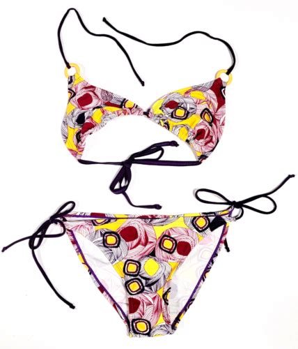 EleMar Damen Bademode Frauen Bikini Gelb Lila Rot Gemustert CUP B Gr EBay De