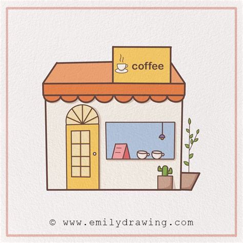 How To Draw A Coffee Shop Emily Drawing Easy Drawings Cute Easy