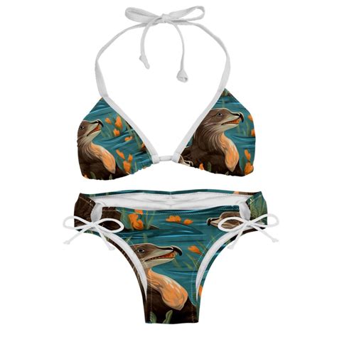 Platypus Detachable Sponge Adjustable Strap Bikini Set Two Pack Ideal For Beach Pool Parties