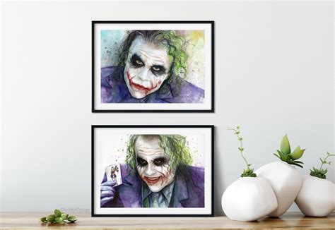 The Joker Art Prints Joker Wall Art Set Of 2 Prints Why So Serious