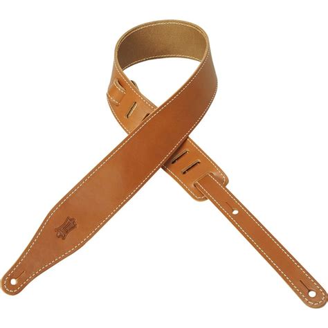 Levys 2 12″ Wide Tan Veg Tan Leather Guitar Strap Mega Music Store