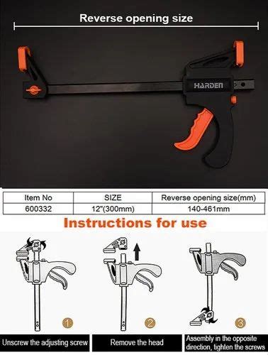 Harden Quick Ratchet Bar Clamp Heavy Duty Wood Working F Clamp