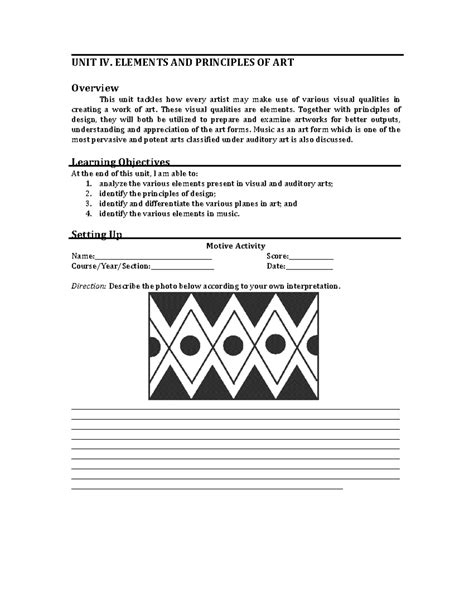 Unit Iv Elements And Principles Of Art Unit Iv Elements And