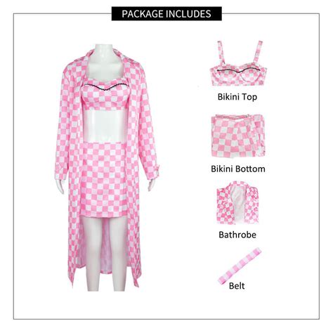 Fashion Bikini Pink Plaid Bikini Top And Bottom Suit With Matching Bathrobe For Beach Vacation