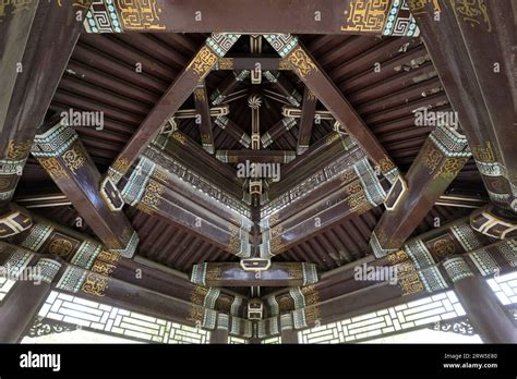 Chinese Traditional Wooden Pavilion Structure Beijing China Stock