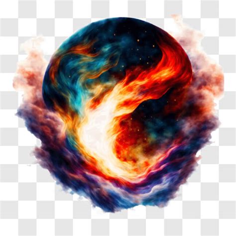 Download Vibrant Fireball Earth With Clouds Abstract Imagery Png