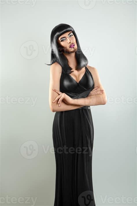 Brunette Shemale Model In Black Dress And Nice Makeup 16390034 Stock Photo At Vecteezy