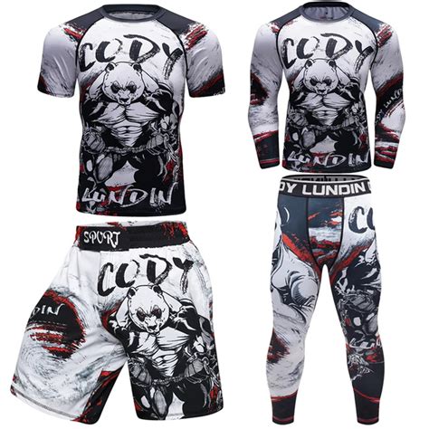 Mma t shirts+pants men boxing shorts Rashguard mma kickboxing sets Muay ...