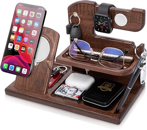 Teslyar Wood Phone Docking Station Compatible With Magsafe And Iwatch