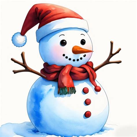 Aquarela Natal Boneco Neve Clipart Foto Premium