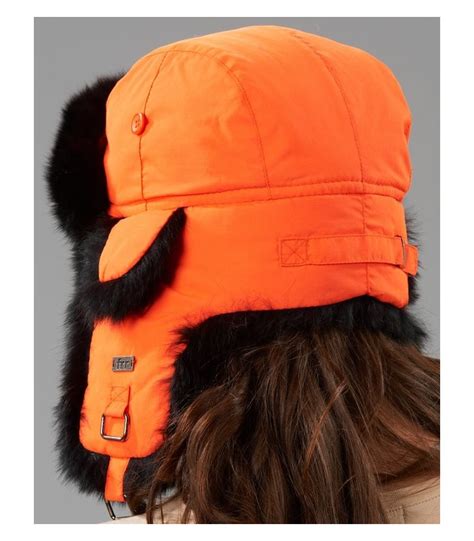 Blaze Orange Talson Trapper With Black Rabbit Fur