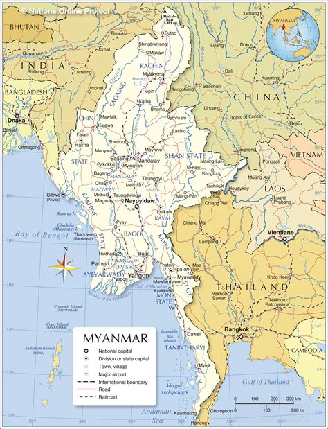 Political Map of Myanmar - Nations Online Project