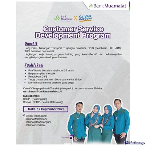 Lowongan Kerja Customer Service Development Program PT Bank Muamalat