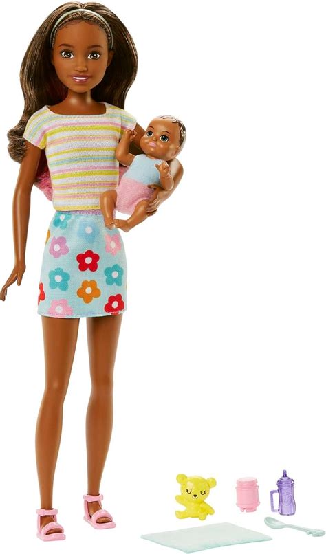 Amazon Barbie Skipper Babysitters Inc Doll Accessories Set With Brunette Doll In Flowered