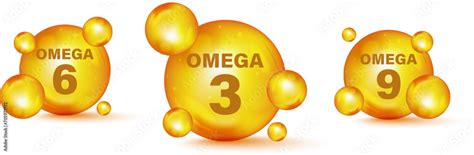 Omega Fatty Acids 3 6 9 - Vector omega acids. Polyunsaturated fatty Omega-3, Omega-6, Omega-9 ...
