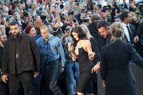 Kylie Jenner Sexy Cleavage Black Dress Paris Fashion Week Hot Celebs Home