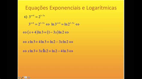 Equações Exponenciais E Logarítmicas Youtube