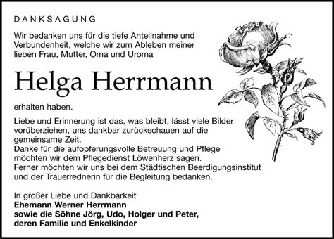 Traueranzeigen Von Helga Herrmann Trauer Anzeigen De