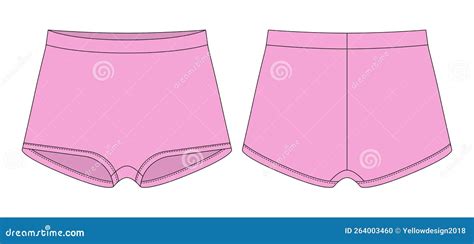 Blank Girls Knickers Technical Sketch Pink Color Lady Lingerie Stock Illustration