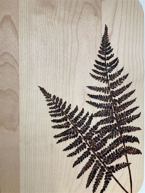 Pyrography Wood Burning Art Fern Design Serving Board Etsy