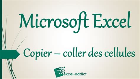 Excel Copier Coller Des Cellules Et Plages De Cellules Youtube