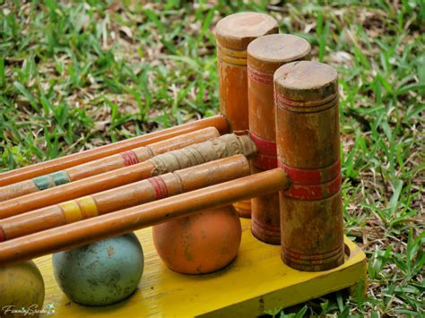 Vintage Croquet Mallets On Carrier Fanningsparks A Colorful Backyard