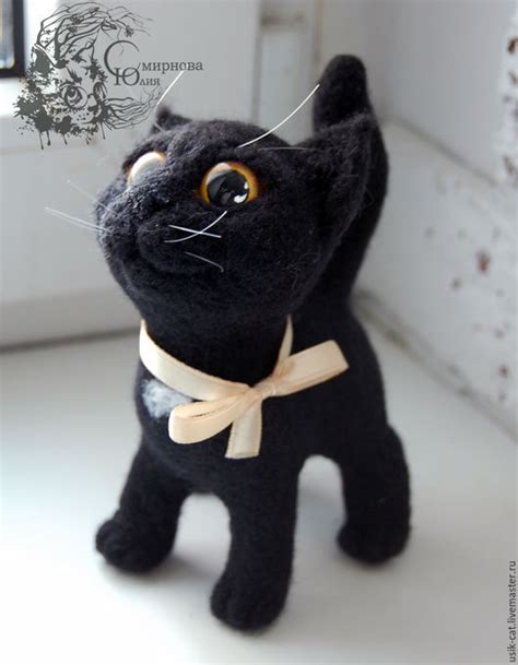 Купить Игрушка из шерсти кошка черная Ксюша-попрошайка - кошка из ...