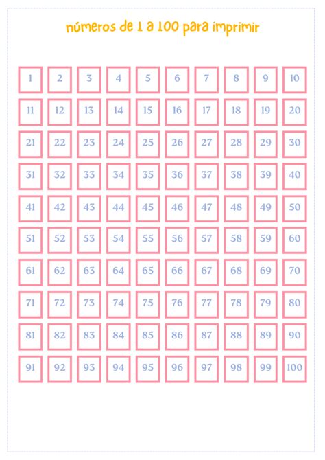 Numerais Para Impressão - Grafico De Numeros Para Impressao 1 100