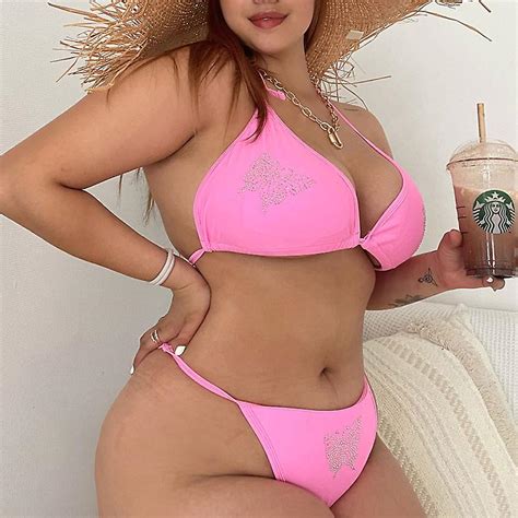 In X Plus Size Bikini 2021 Driehoek Badpak Vrouwen Zwemmen Pak Vlinder Badmode Vrouwelijke Effen