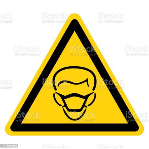 Warning Wear Mask Symbol Signvector Illustration Isolated On White