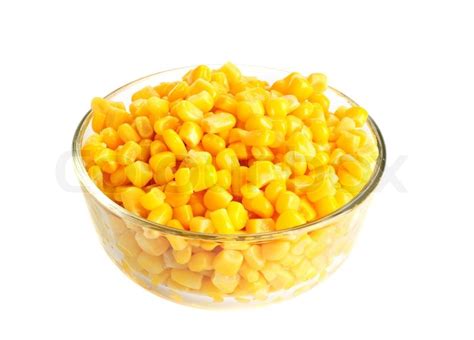 Canned Corn In Bowl Isolated On White Stock Photo Colourbox