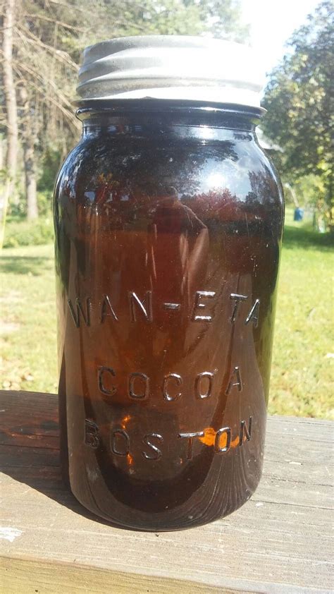 ~ Antique Amber Wan Eta Cocoa Boston Mason ~ Antiquevintage ~ Mason Jars~