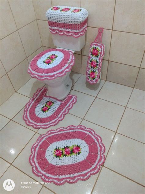 Kit De Banheiro Croche - Conjunto de Tapete para Banheiro em Crochê | Kit banheiro croche, Kit ...