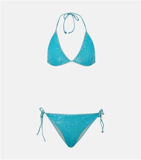 ADRIANA DEGREAS Sequined Bikini Blue Editorialist