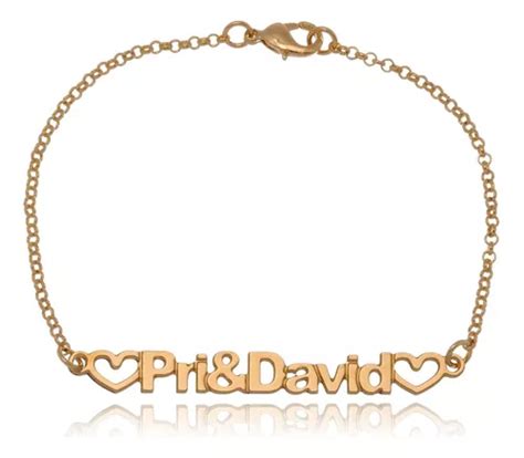 Pulseira Personalizada Nome Casal Cora Es Folheado Ouro K Mercadolivre