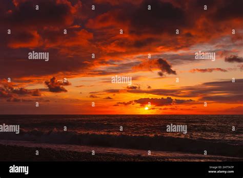 Sunset At Sea After Bad Weather Stock Photo Alamy