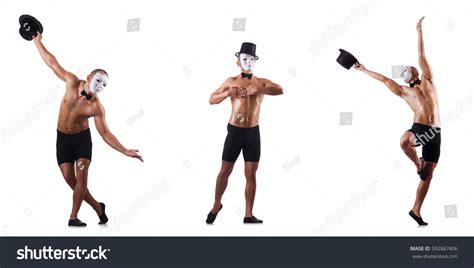 Naked Muscular Mime Isolated On White Stock Photo 592867406 Shutterstock