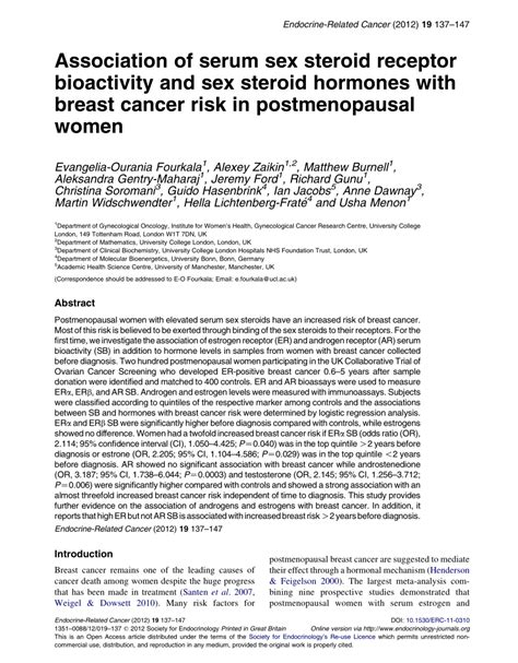 Pdf Association Of Serum Sex Steroid Receptor Bioactivity And Sex