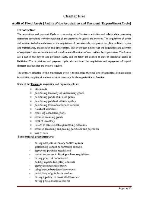Auditing-II-Chapter Five DM - Chapter Five Audit of Fixed Assets