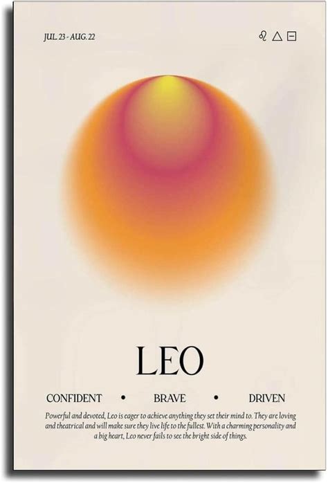 Wall Art Leo Wall Art Zodiac Poster Leo Gift Star Sign Decor Zodiac