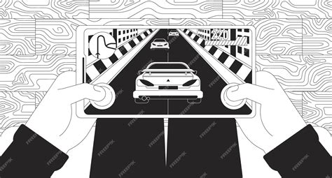 Persona Jugando A Un Videojuego De Carreras 2d Concepto De Ilustración