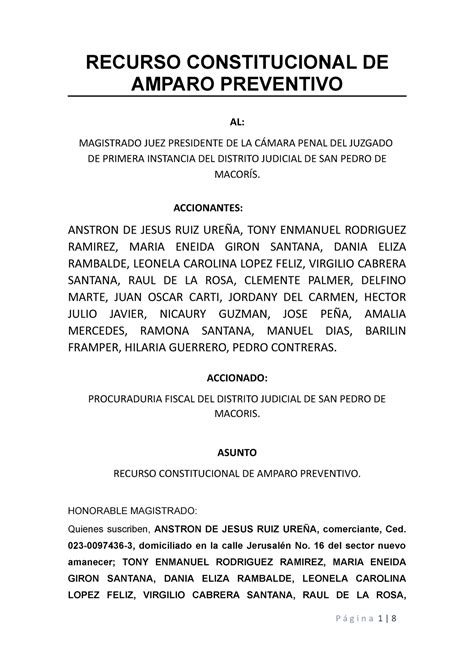 Recurso Constitucional De Habeas Corpus Preventivo Recurso