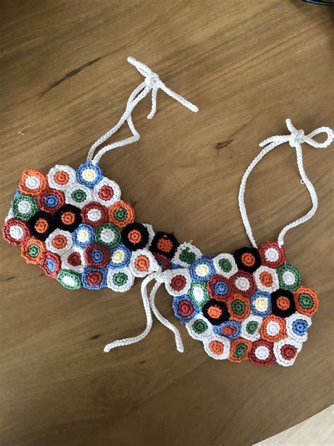 Bohemian Crochet Top Floral Bikini Retro Colorful Bikini Crochet Bikini Top Daisy Bikini Top