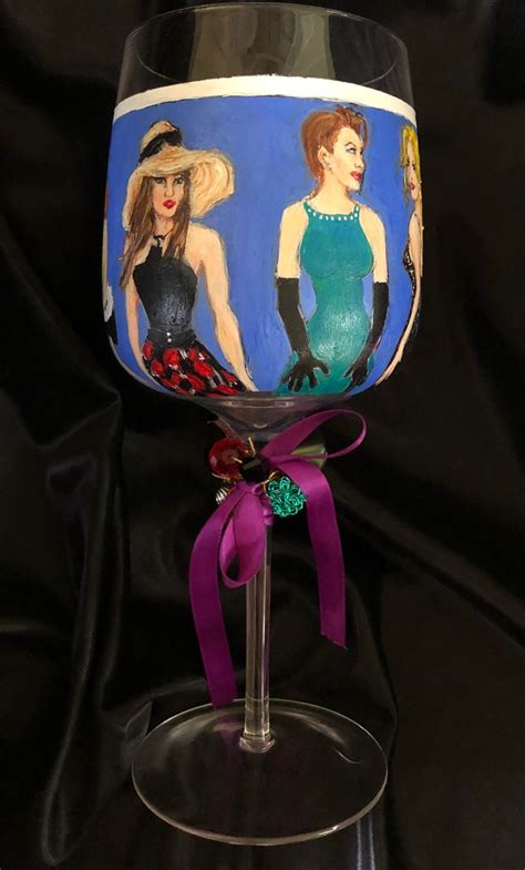 Hand Painted Wine Glass With Sensational Seven Flirtatious And More