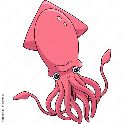 Giant Squid Cartoon Colored Clipart Illustration Stock Vector Adobe Stock