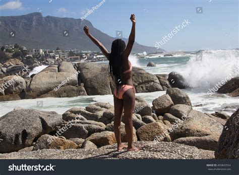 Backview Hot African Girl Braids Standing Stock Photo 455843554 Shutterstock
