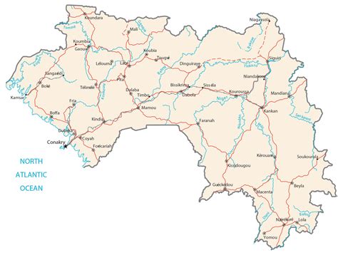 Guinea Map - Cities and Places - GIS Geography