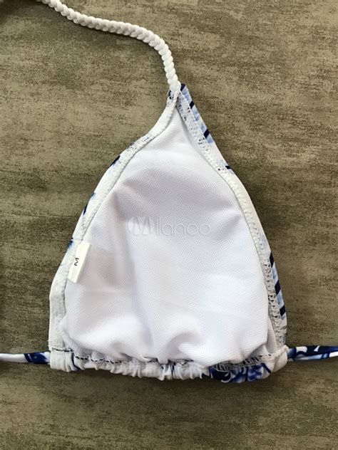 Thong Bikini Badeanzug Wei Straps Printed Sexy Dreieck Bikini Bademode Milanoo